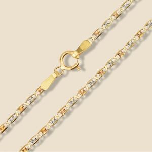 14k Solid Gold Tri-Color Chain Necklace | Birthday Gift | Timeless Chain | 20”